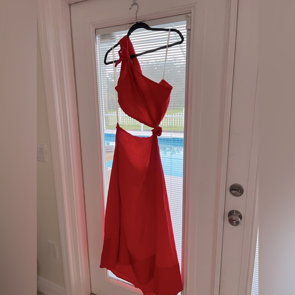 Farm Rio Red One Shoulder Dress